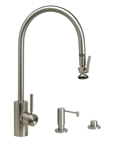 Waterstone 5700-3 Transitional Extended Reach PLP Pulldown Faucet - Lever Sprayer 3pc. Suite