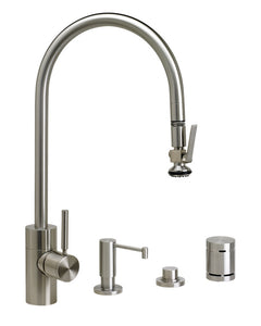 Waterstone 5700-4 Transitional Extended Reach PLP Pulldown Faucet - Lever Sprayer 4pc. Suite