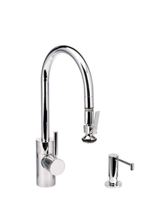 Waterstone 5810-2 Transitional Standard Reach PLP Pulldown Angled Spout Faucet w/Lever Sprayer 2pc Suite