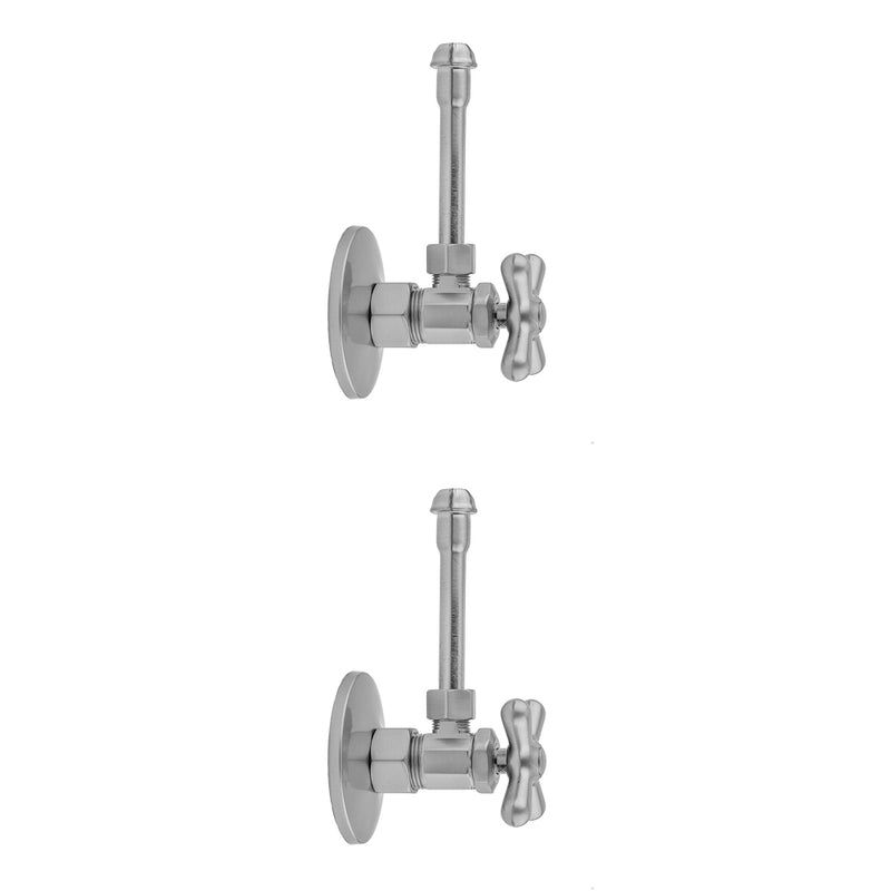 Jaclo 5812X-62 Multi Turn Angle Pattern 5/8" O.D. Compression (Fits 1/2" Copper) X 3/8" O.D. Faucet Supply Kit With Cross Handle, 20" Supply Tubes, Escutcheons - Parent