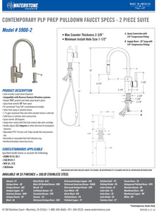 Waterstone 5900-2 Contemporary Prep Size PLP Pulldown Faucet 2pc. Suite