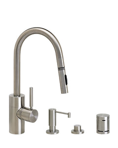 Waterstone 5910-4 Contemporary Prep Size PLP Pulldown Angled Spout Faucet w/Toggle Sprayer 4pc Suite