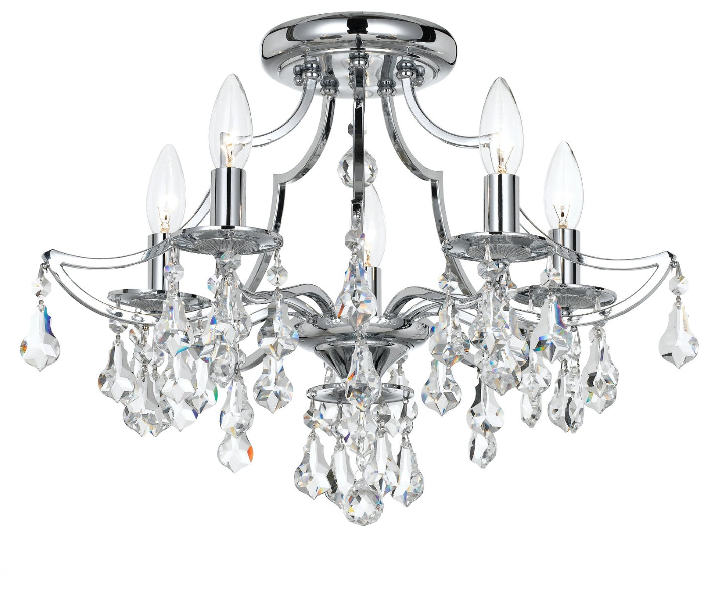Crystorama 5930-CH-CL-S Cedar 5 Light Swarovski Strass Crystal Ceiling Mount - Polished Chrome