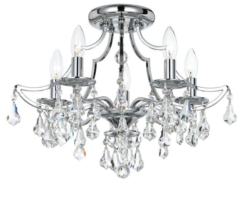 Crystorama 5930-CH-CL-S Cedar 5 Light Swarovski Strass Crystal Ceiling Mount - Polished Chrome