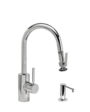 Load image into Gallery viewer, Waterstone 5940-2 Transitional Prep Size PLP Pulldown Angled Spout Faucet w/Lever Sprayer 2pc Suite
