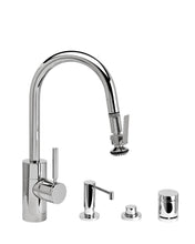 Load image into Gallery viewer, Waterstone 5940-4 Transitional Prep Size PLP Pulldown Angled Spout Faucet w/Lever Sprayer 4pc Suite