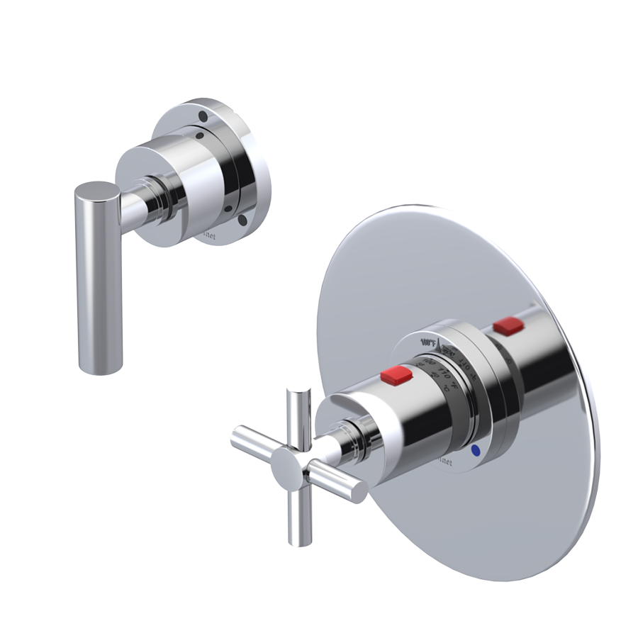 Rubinet T2SGNL Temperature Control Valve With Stop Seperate Three Way Diverter With ShutOffIn Between FunctionTrim Only - Parent