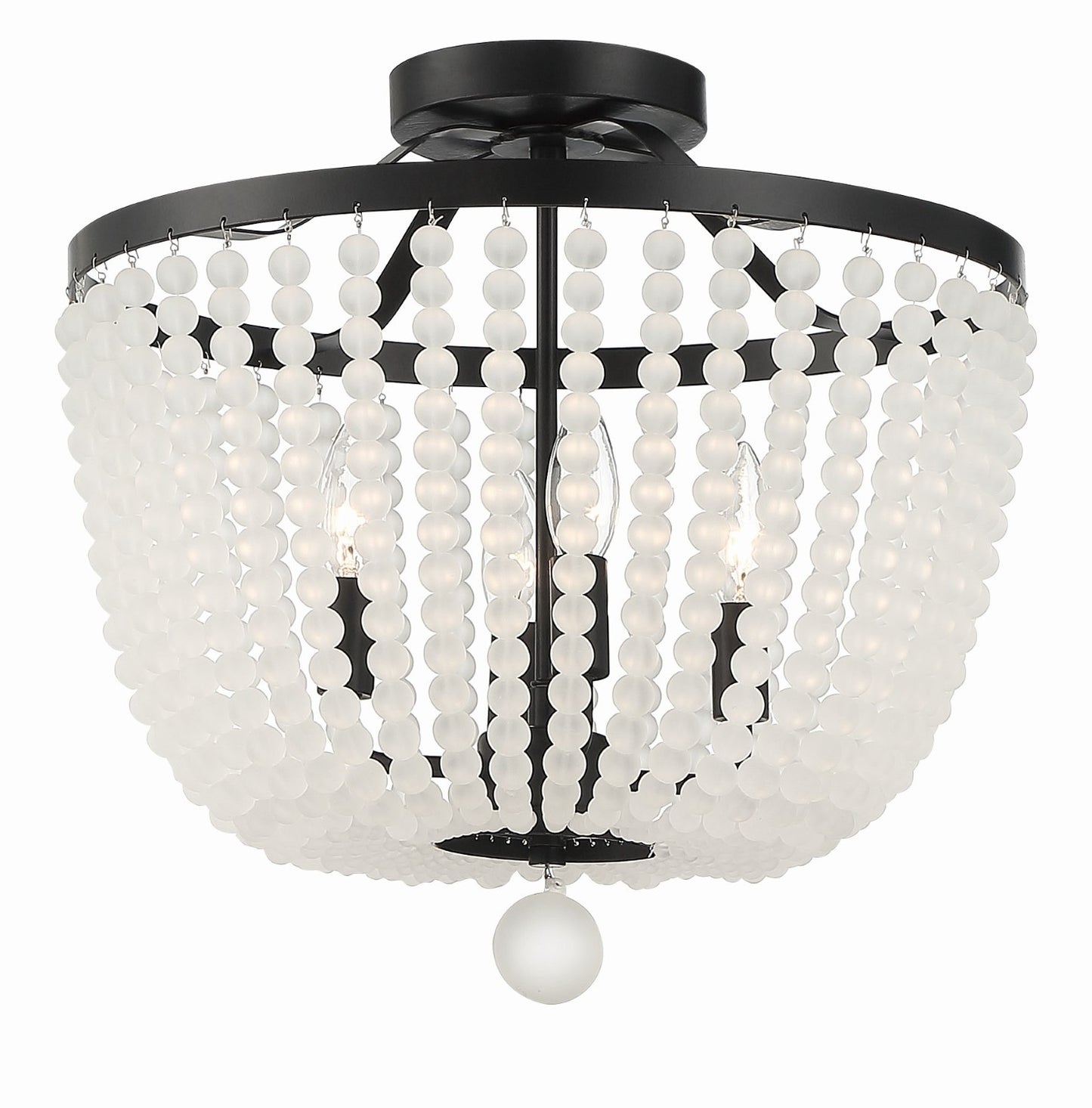 Crystorama 604-MK-FR_CEILING Rylee 4 Light Frosted Beads Ceiling Mount - Matte Black