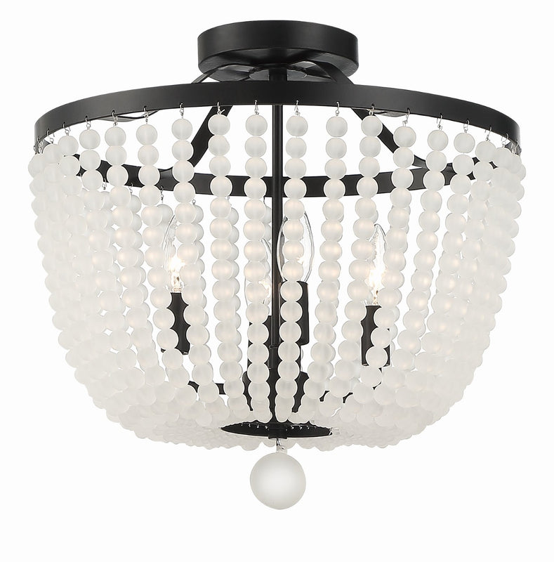 Crystorama 604-MK-FR_CEILING Rylee 4 Light Frosted Beads Ceiling Mount - Matte Black