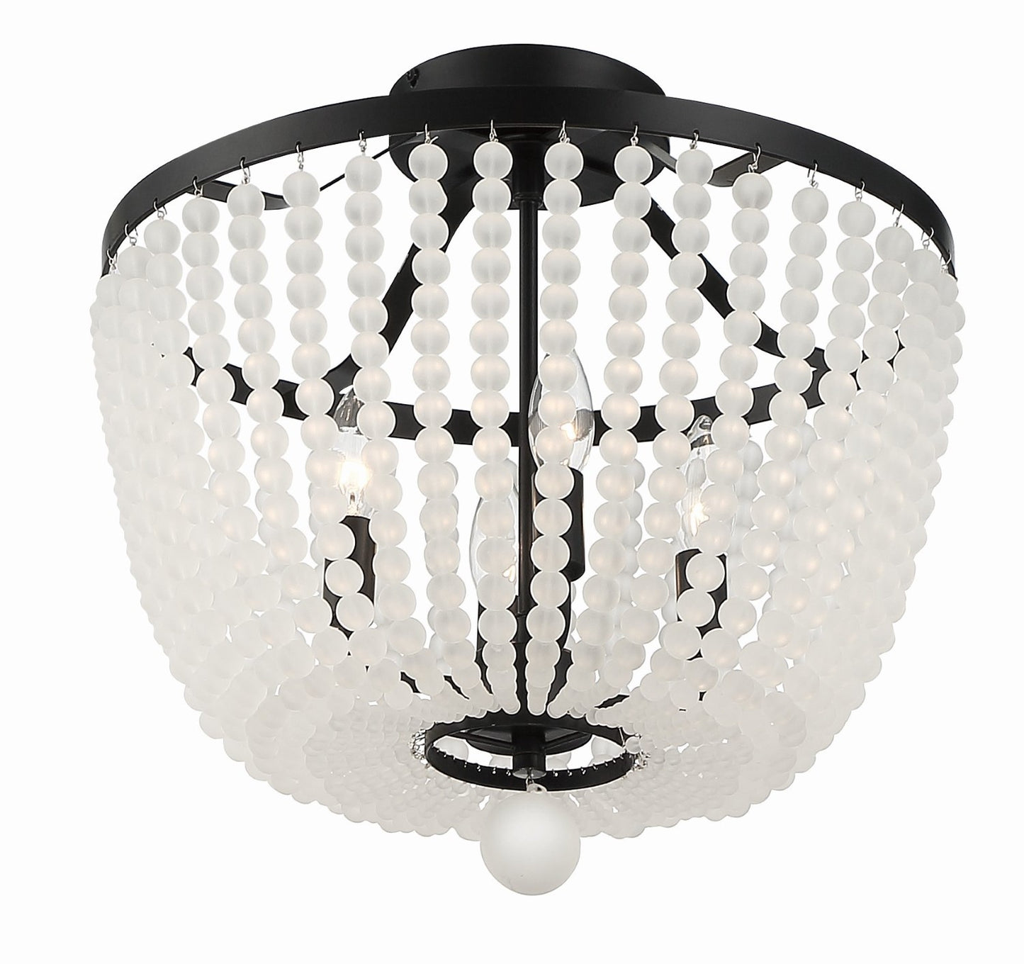 Crystorama 604-MK-FR_CEILING Rylee 4 Light Frosted Beads Ceiling Mount - Matte Black