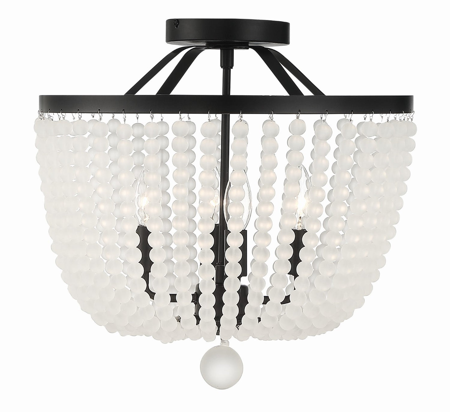 Crystorama 604-MK-FR_CEILING Rylee 4 Light Frosted Beads Ceiling Mount - Matte Black
