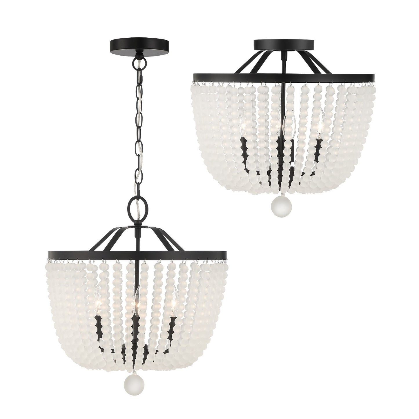 Crystorama 604-MK-FR_CEILING Rylee 4 Light Frosted Beads Ceiling Mount - Matte Black