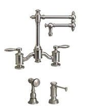 Load image into Gallery viewer, Waterstone 6100-12-2 Towson Bridge Faucet w/12&quot; Articulated Spout - Lever Handles 2pc. Suite