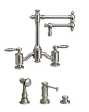 Load image into Gallery viewer, Waterstone 6100-12-3 Towson Bridge Faucet w/12&quot; Articulated Spout - Lever Handles 3pc. Suite