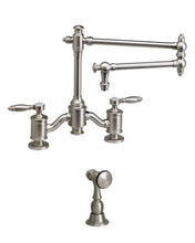 Load image into Gallery viewer, Waterstone 6100-18-1 Towson Bridge Faucet w/18&quot; Articulated Spout - Lever Handles w/Side Spray