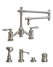 Load image into Gallery viewer, Waterstone 6100-18-4 Towson Bridge Faucet w/18&quot; Articulated Spout - Lever Handles 4pc. Suite