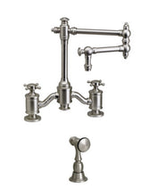 Load image into Gallery viewer, Waterstone 6150-12-1 Towson Bridge Faucet w/12&quot; Articulated Spout - Cross Handles w/Side Spray