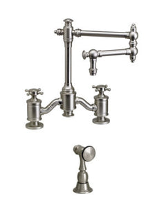 Waterstone 6150-12-1 Towson Bridge Faucet w/12" Articulated Spout - Cross Handles w/Side Spray