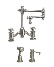 Load image into Gallery viewer, Waterstone 6150-12-2 Towson Bridge Faucet w/12&quot; Articulated Spout - Cross Handles 2pc. Suite