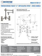 Load image into Gallery viewer, Waterstone 6150-12 Towson Bridge Faucet w/12&quot; Articulated Spout - Cross Handles