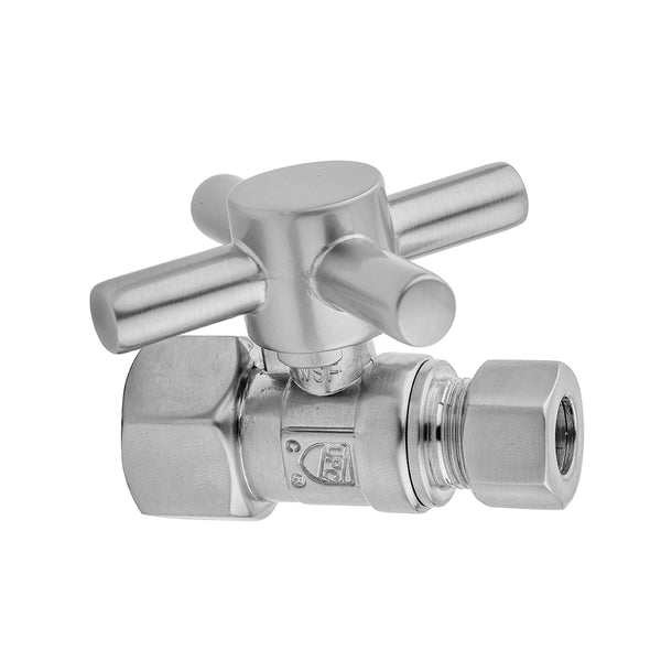 Jaclo 619-4 Quarter Turn Straight Pattern 1/2" Ips X 3/8" O.D. Supply Valve With Contempo Cross Handle