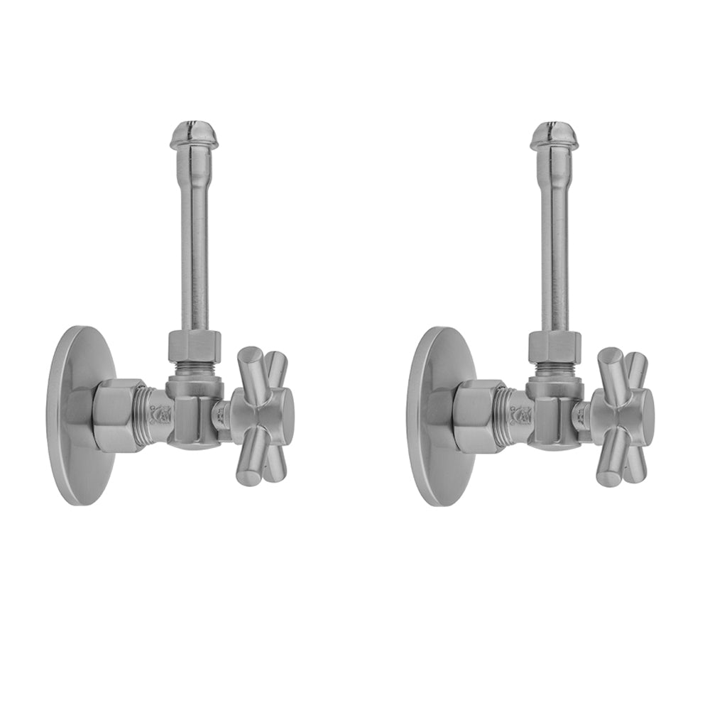 Jaclo 621-4-62 Quarter Turn Angle Pattern 5/8" O.D. Compression (Fits 1/2" Copper) X 3/8" O.D. Faucet Supply Kit With Contempo Cross Handle, 20" Supply Tubes, Escutcheons - Parent