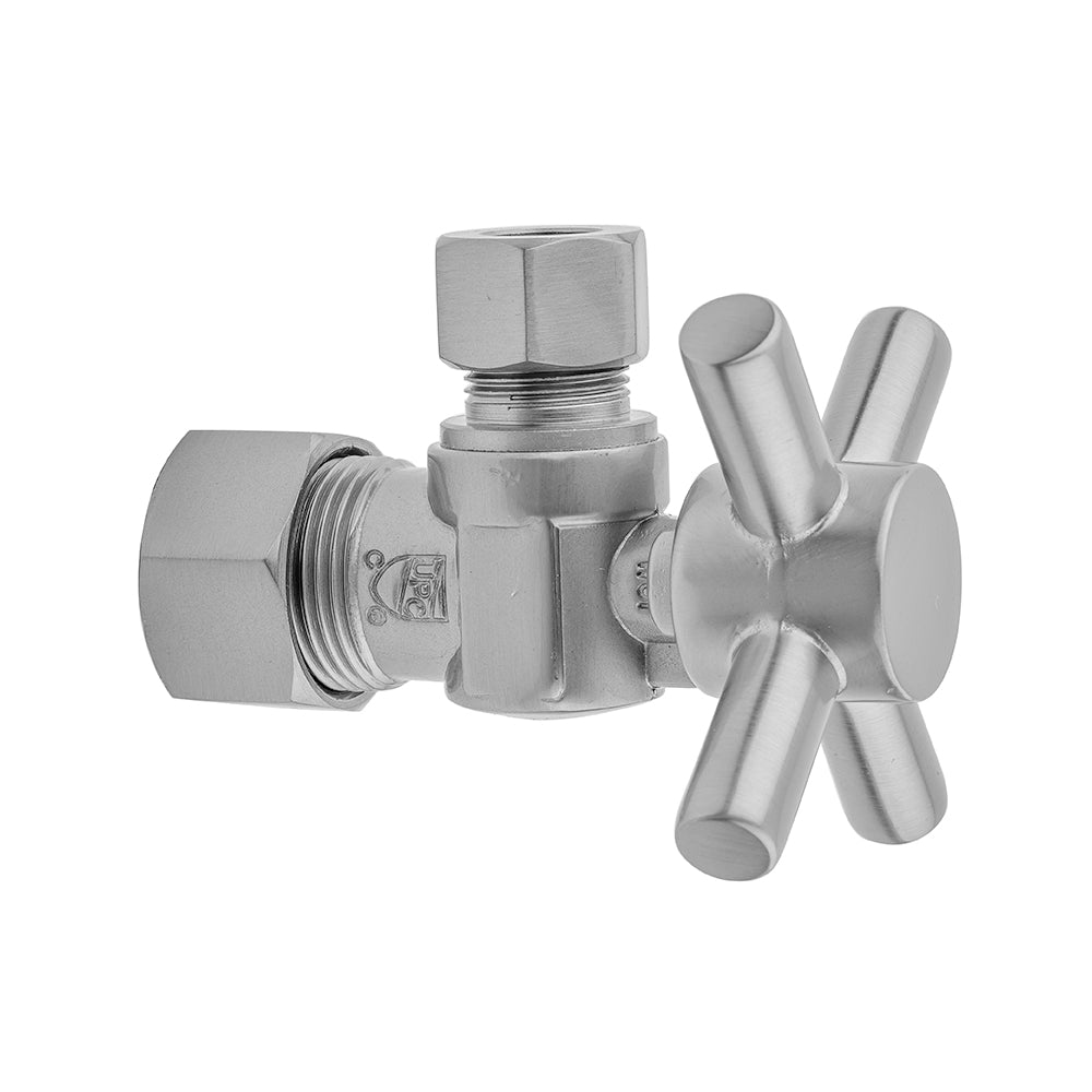 Jaclo 621-4 Quarter Turn Angle Pattern 5/8" O.D. Compression (Fits 1/2" Copper) X 3/8" O.D. Supply Valve With Contempo Cross Handle - Parent