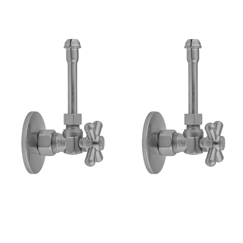Jaclo 621-62 Quarter Turn Angle Pattern 5/8" O.D. Compression (Fits 1/2" Copper) X 3/8" O.D. Faucet Supply Kit With Standard Cross Handle, 20" Supply Tubes, Escutcheons - Parent