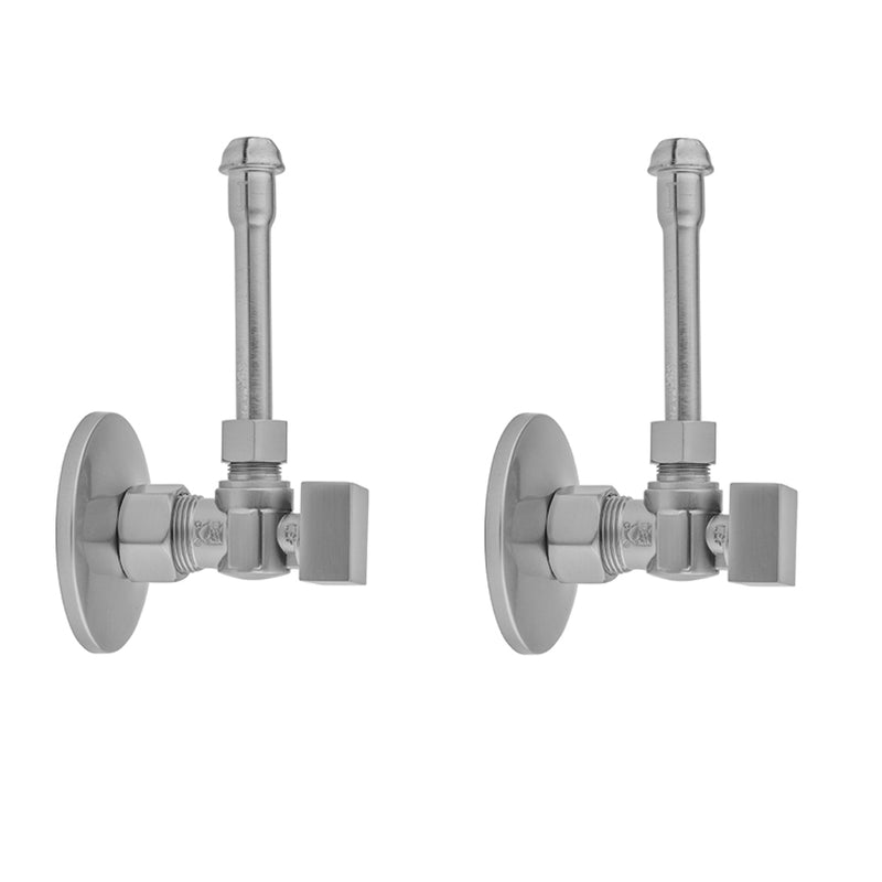Jaclo 621-7-62 Quarter Turn Angle Pattern 5/8" O.D. Compression (Fits 1/2" Copper) X 3/8" O.D. Faucet Supply Kit With Square Handle, 20" Supply Tubes, Escutcheons - Parent