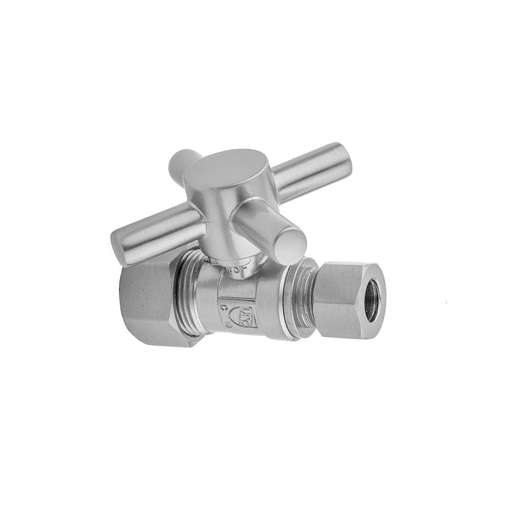 Jaclo 622-4 Quarter Turn Straight Pattern 5/8" O.D. Compression (Fits 1/2" Copper) X 3/8" O.D. Supply Valve With Contempo Cross Handle - Parent