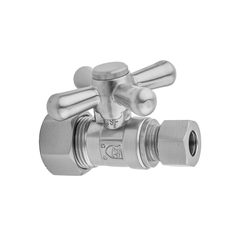 Jaclo 623 Quarter Turn Straight Pattern 5/8" O.D. Compression (Fits 1/2" Copper) X 1/2" O.D. Supply Valve With Standard Cross Handle - Parent