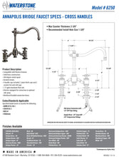 Load image into Gallery viewer, Waterstone 6250-4 Annapolis Bridge Faucet - Cross Handles 4pc. Suite