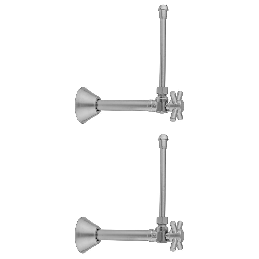 Jaclo 629-4-62 Quarter Turn Angle Pattern 1/2" Copper (Sweat Fit) X 3/8" O.D. Faucet Supply Kit With Contempo Cross Handle, 20" Supply Tubes & Bell Escutcheons - Parent