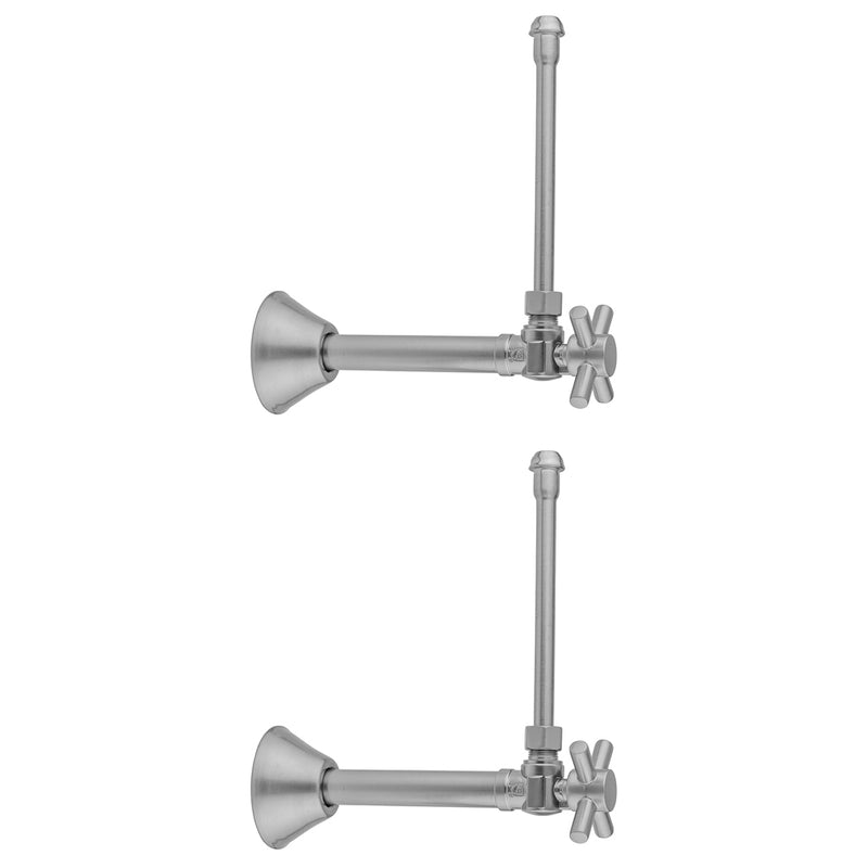 Jaclo 629-4-62 Quarter Turn Angle Pattern 1/2" Copper (Sweat Fit) X 3/8" O.D. Faucet Supply Kit With Contempo Cross Handle, 20" Supply Tubes & Bell Escutcheons - Parent