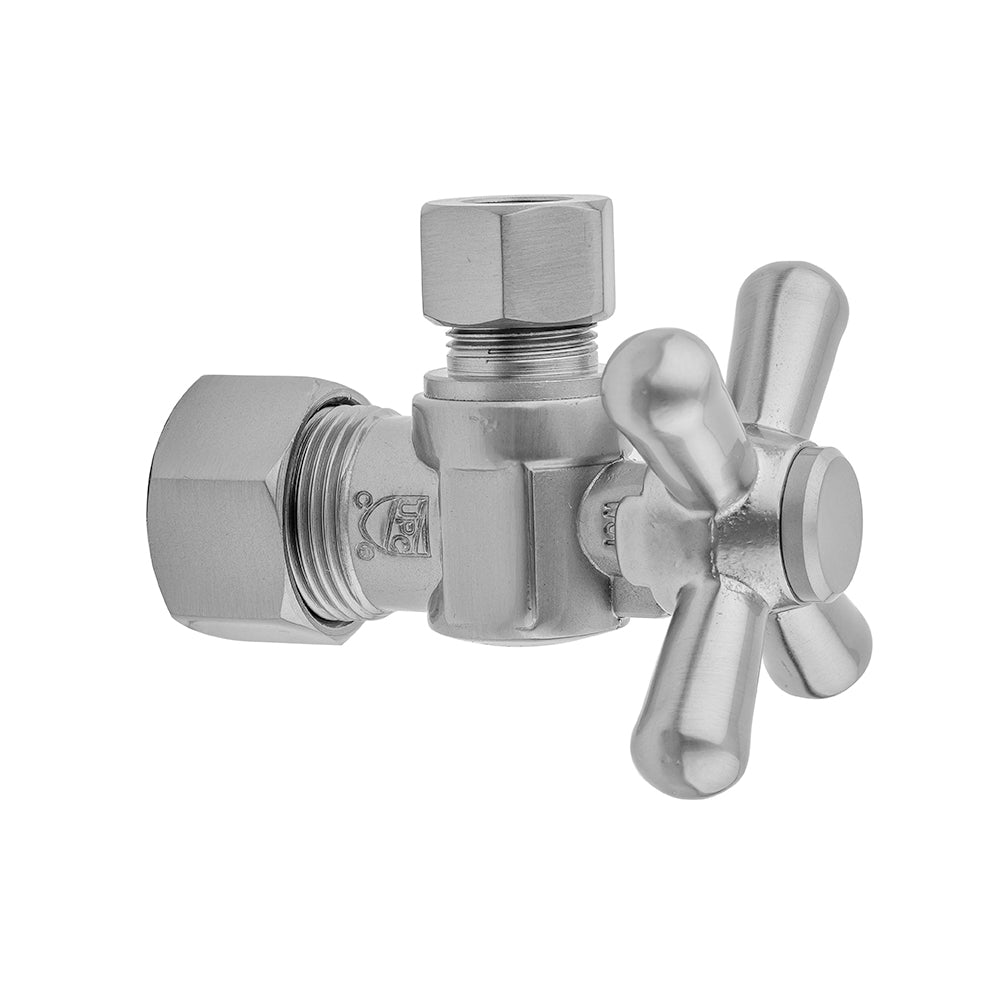 Jaclo 633 Quarter Turn Angle Pattern 5/8" O.D. Compression (Fits 1/2" Copper) X 1/2" O.D. Supply Valve With Standard Cross Handle - Parent