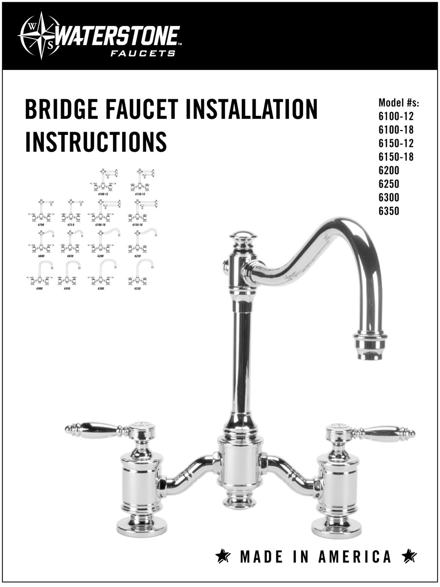 Waterstone 6350-1 Hampton Bridge Faucet - Cross Handles w/Side Spray - Parent