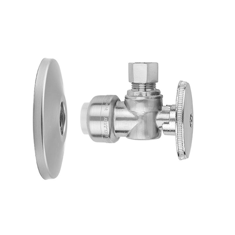 Jaclo 638PF-KIT Quarter Turn Angle Pattern 1/2" Push Fit X 3/8" O.D. Supply Valve With Escutcheon - Parent