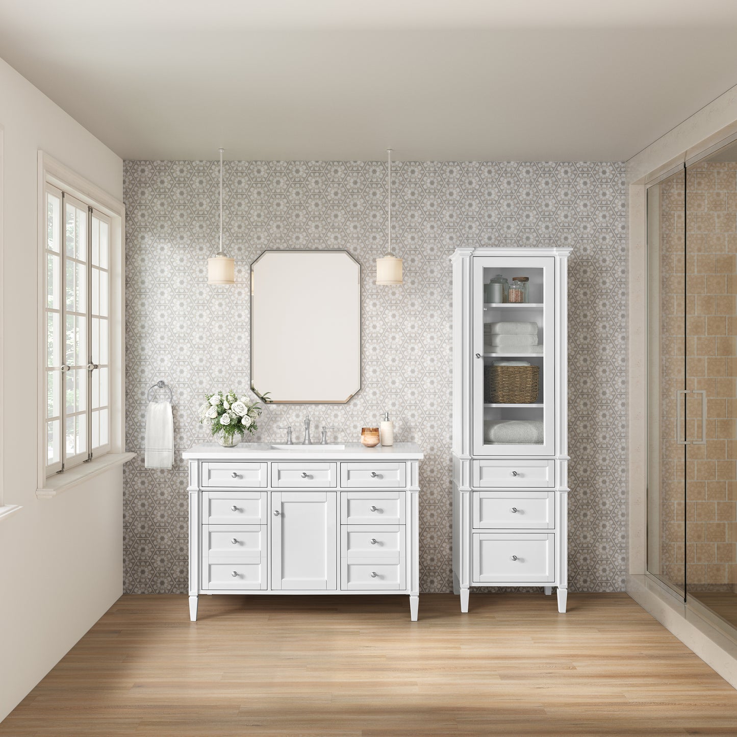 James Martin 655-LC-BW Brittany linen cabinet, bright white