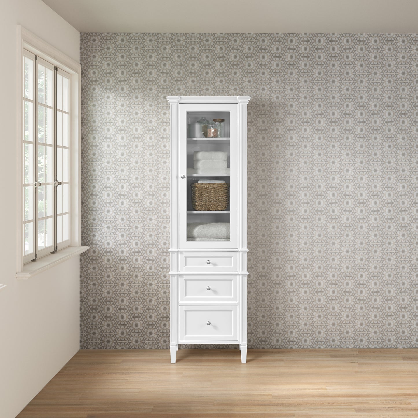 James Martin 655-LC-BW Brittany linen cabinet, bright white