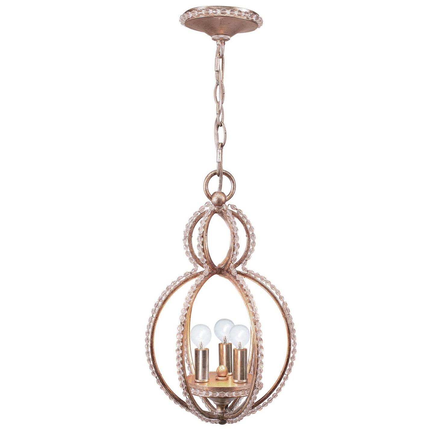 Crystorama 6760-DT Garland 3 Light Crystal Bead Mini Chandelier - Distressed Twilight