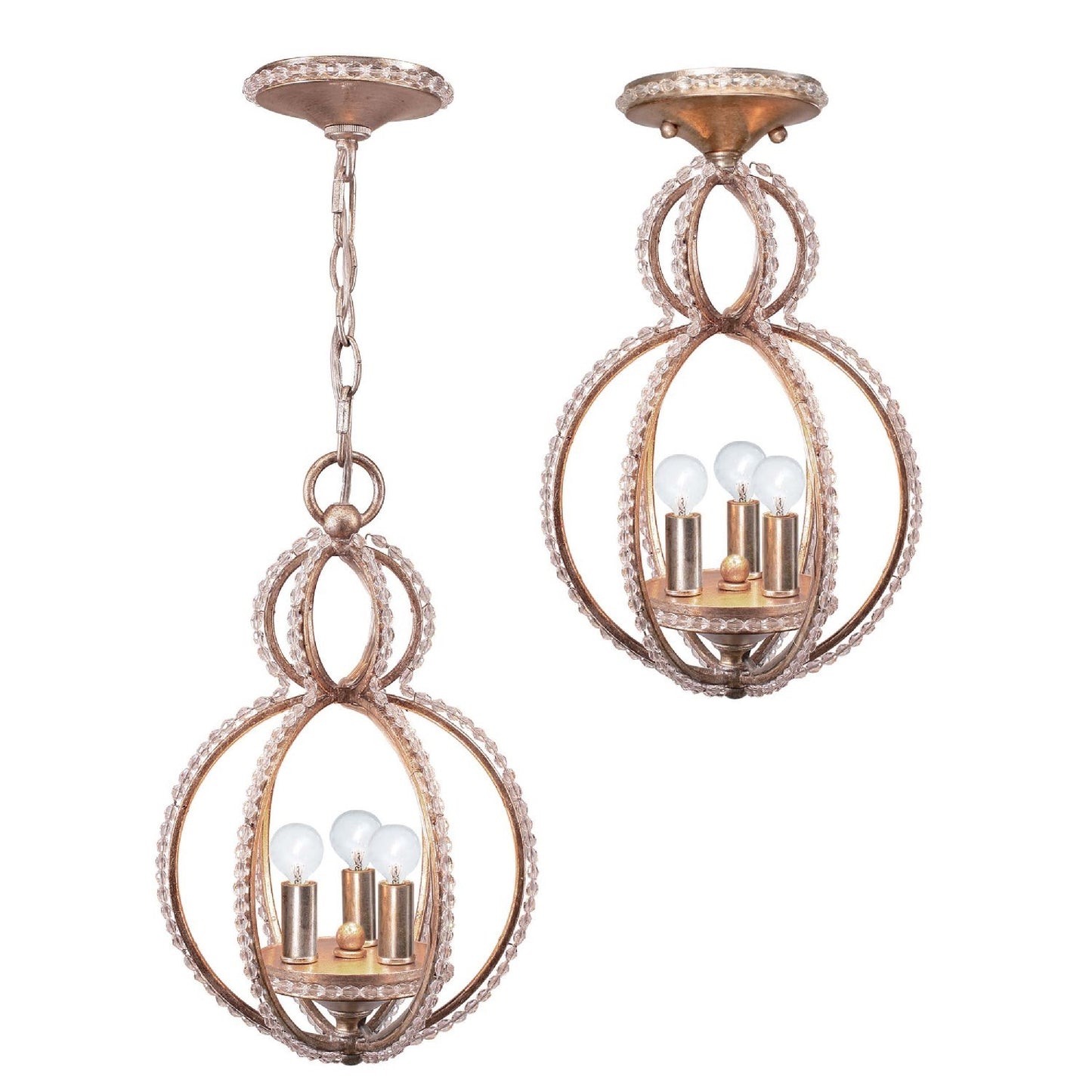Crystorama 6760-DT Garland 3 Light Crystal Bead Mini Chandelier - Distressed Twilight