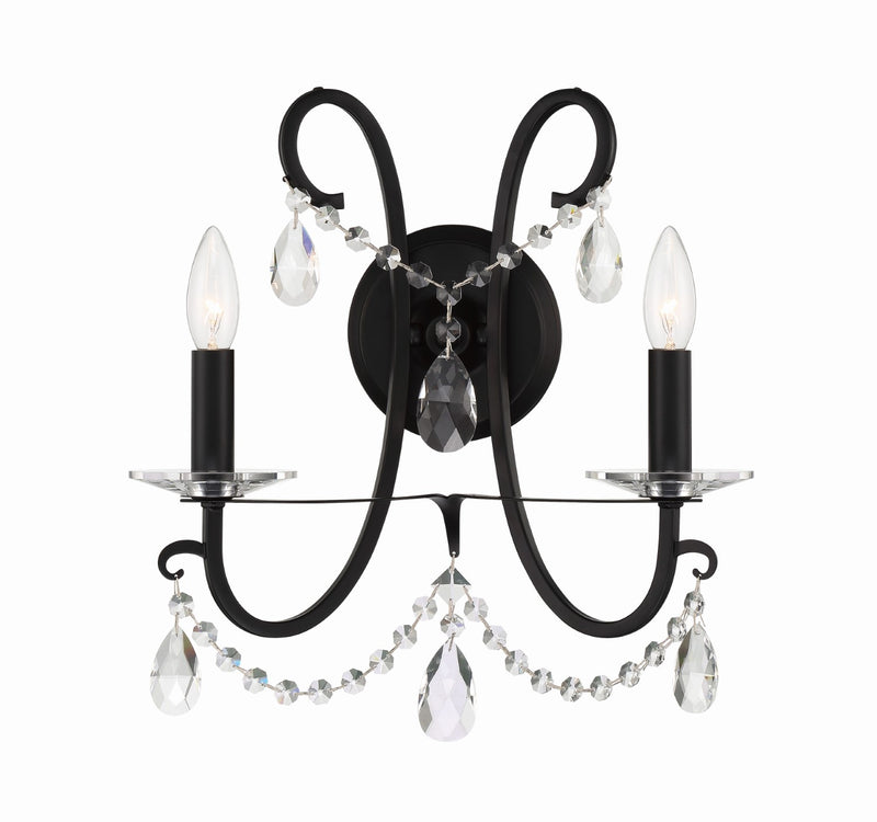 Crystorama 6822-CL-MWP Othello 2 Light Crystal Wall Mount