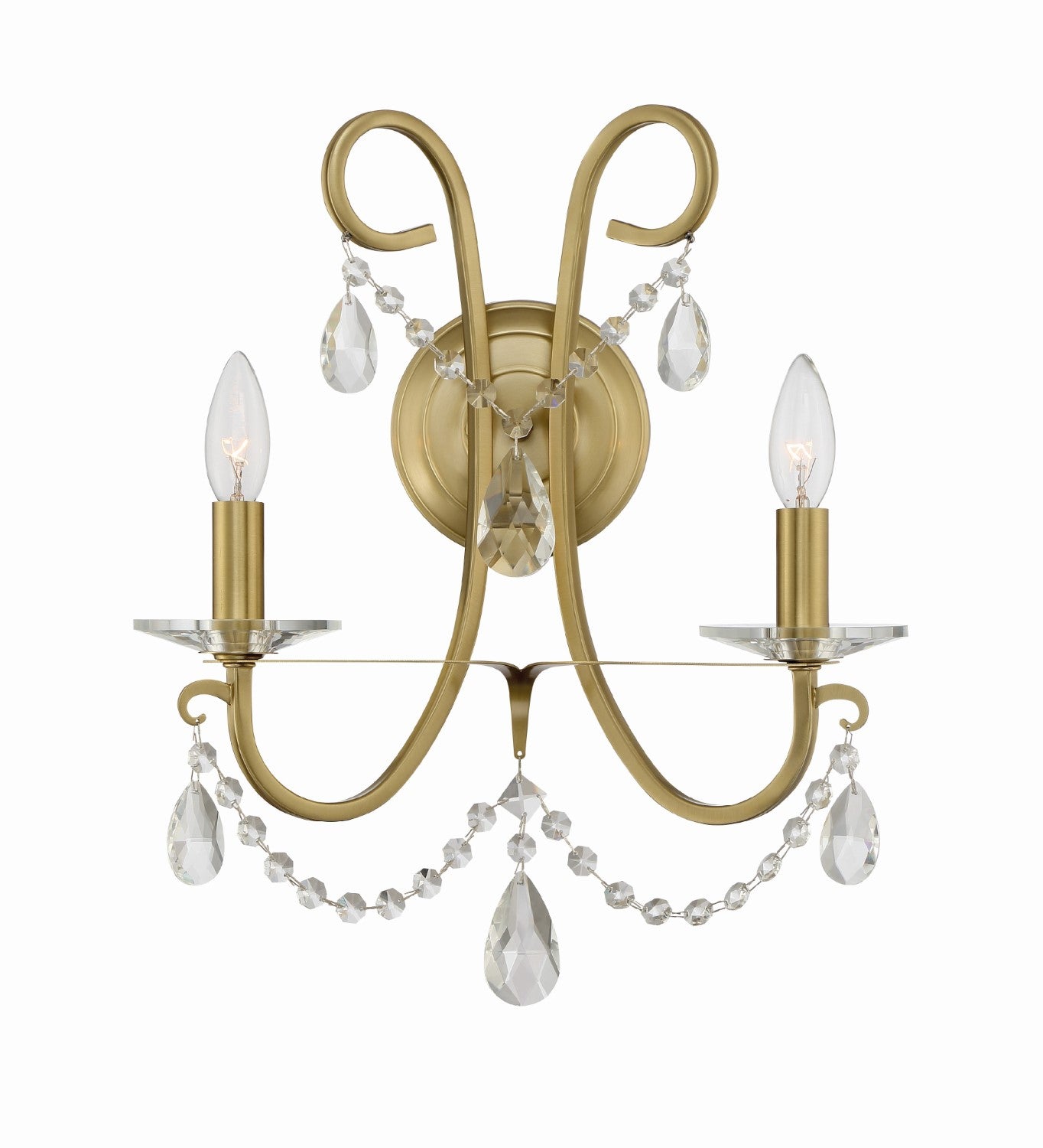 Crystorama 6822-CL-MWP Othello 2 Light Crystal Wall Mount
