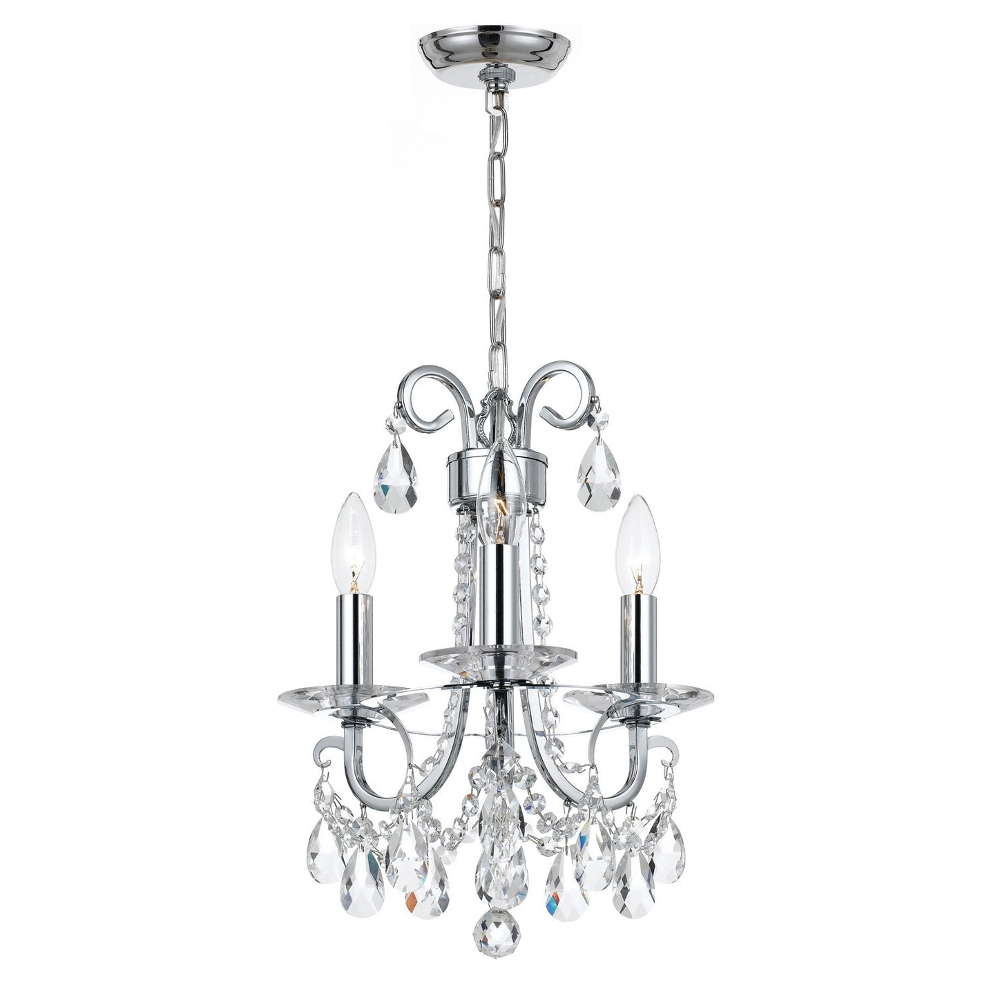 Crystorama 6823-CH-CL-MWP Othello 3 Light Clear Crystal Mini Chandelier - Polished Chrome