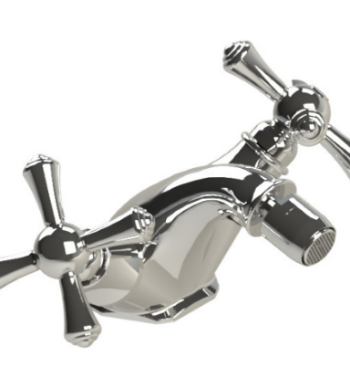 Rubinet 6AFMC Single Hole Dual Handle Bidet Fitting (Less Drain)