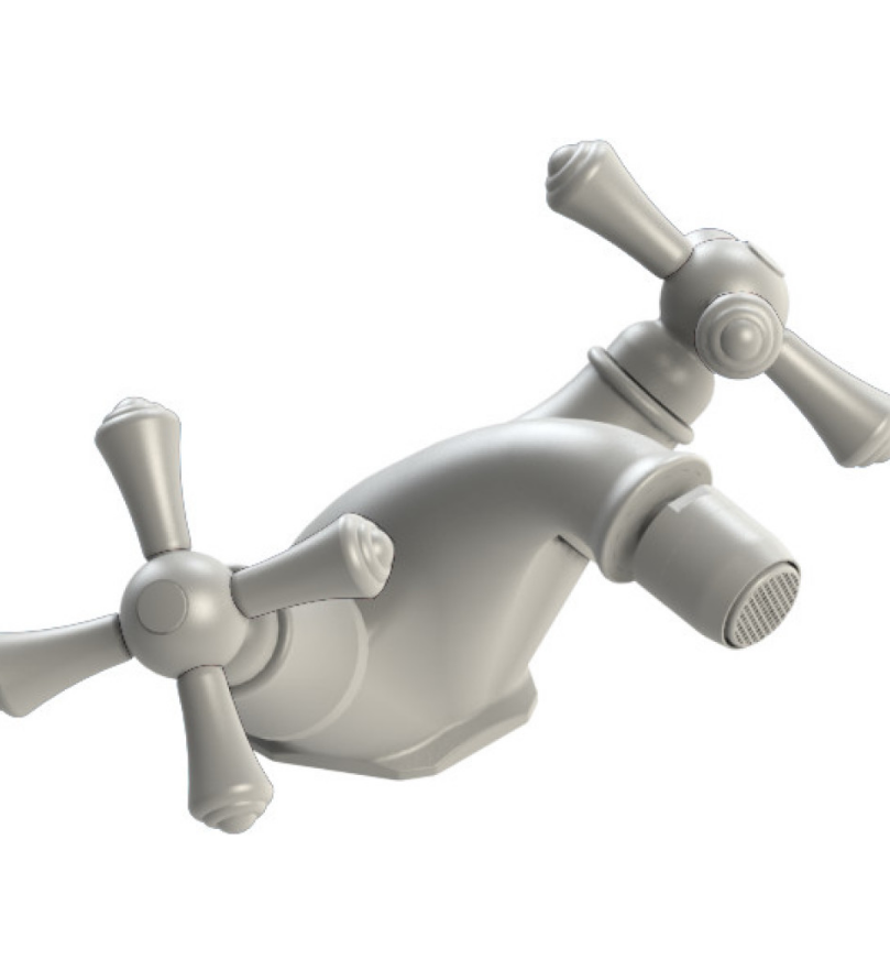 Rubinet 6AFMC Single Hole Dual Handle Bidet Fitting (Less Drain)