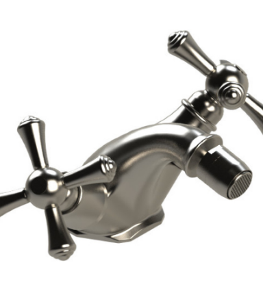 Rubinet 6AFMC Single Hole Dual Handle Bidet Fitting (Less Drain)