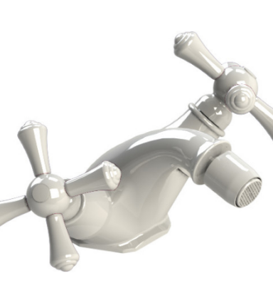 Rubinet 6AFMC Single Hole Dual Handle Bidet Fitting (Less Drain)