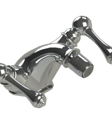 Rubinet 6AFML Single Hole Dual Handle Bidet Fitting (Less Drain)
