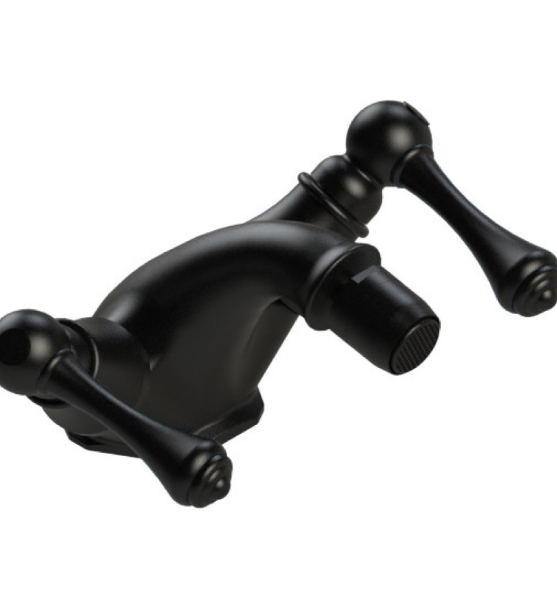 Rubinet 6AFML Single Hole Dual Handle Bidet Fitting (Less Drain)